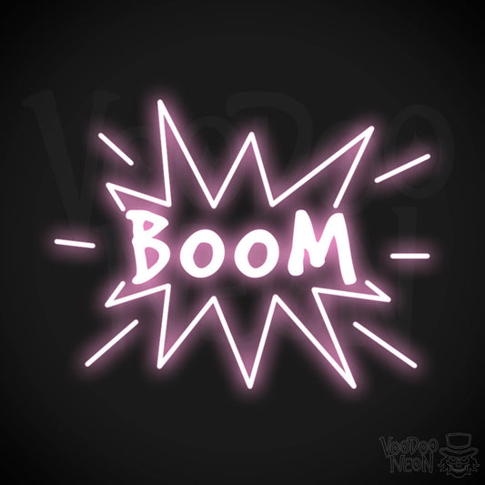 Boom Neon Sign - Boom Sign - Neon LED Wall Art - Color Light Pink