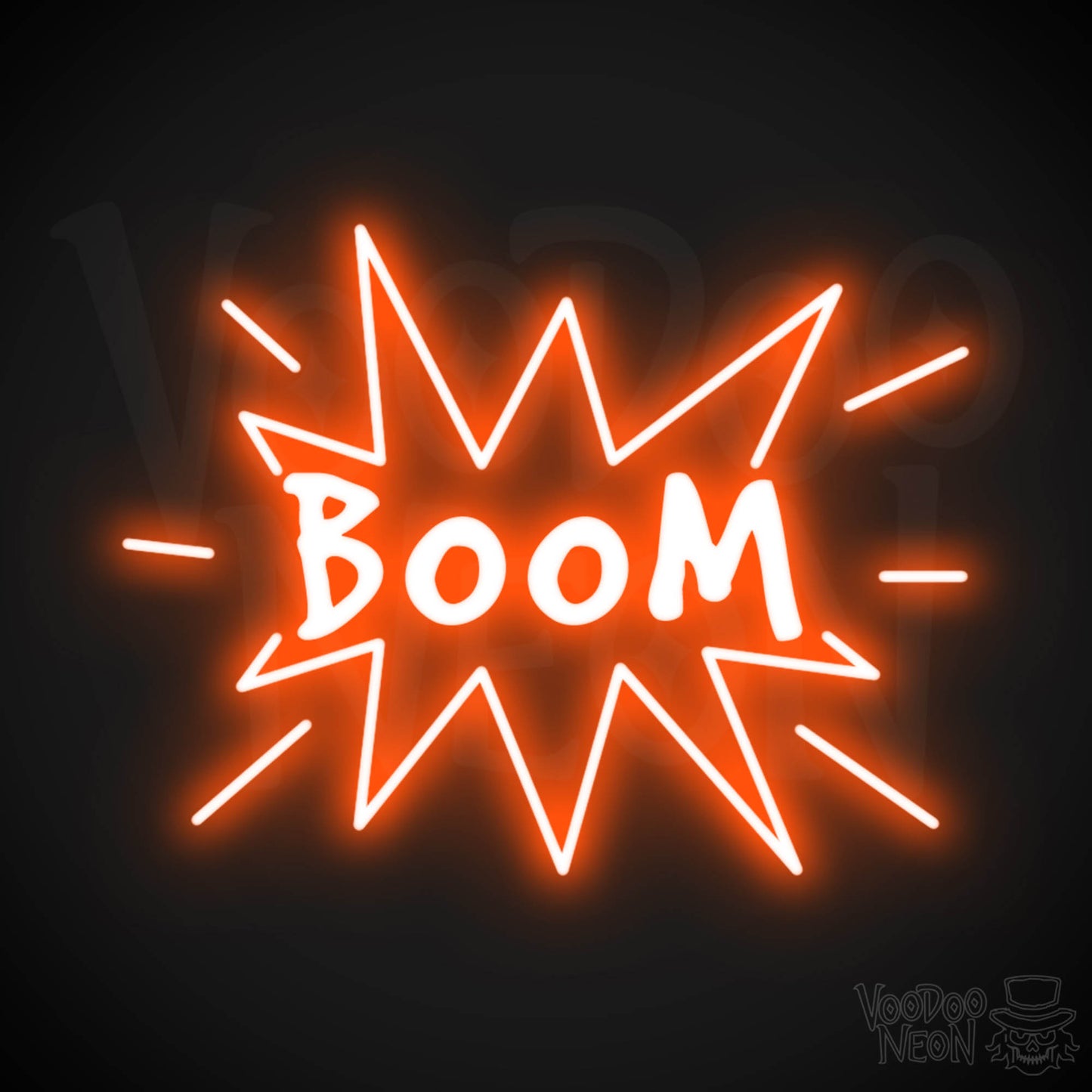 Boom Neon Sign - Boom Sign - Neon LED Wall Art - Color Orange