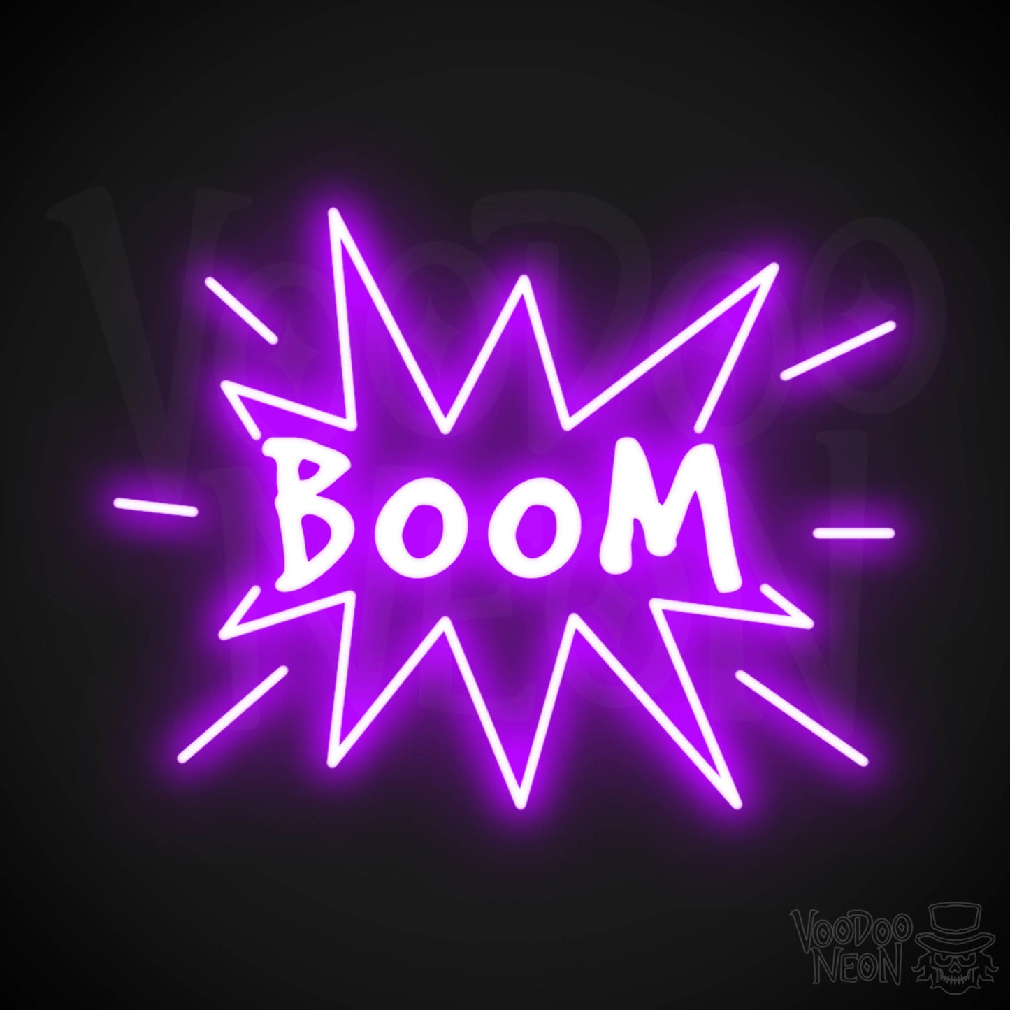 Boom Neon Sign - Boom Sign - Neon LED Wall Art - Color Purple