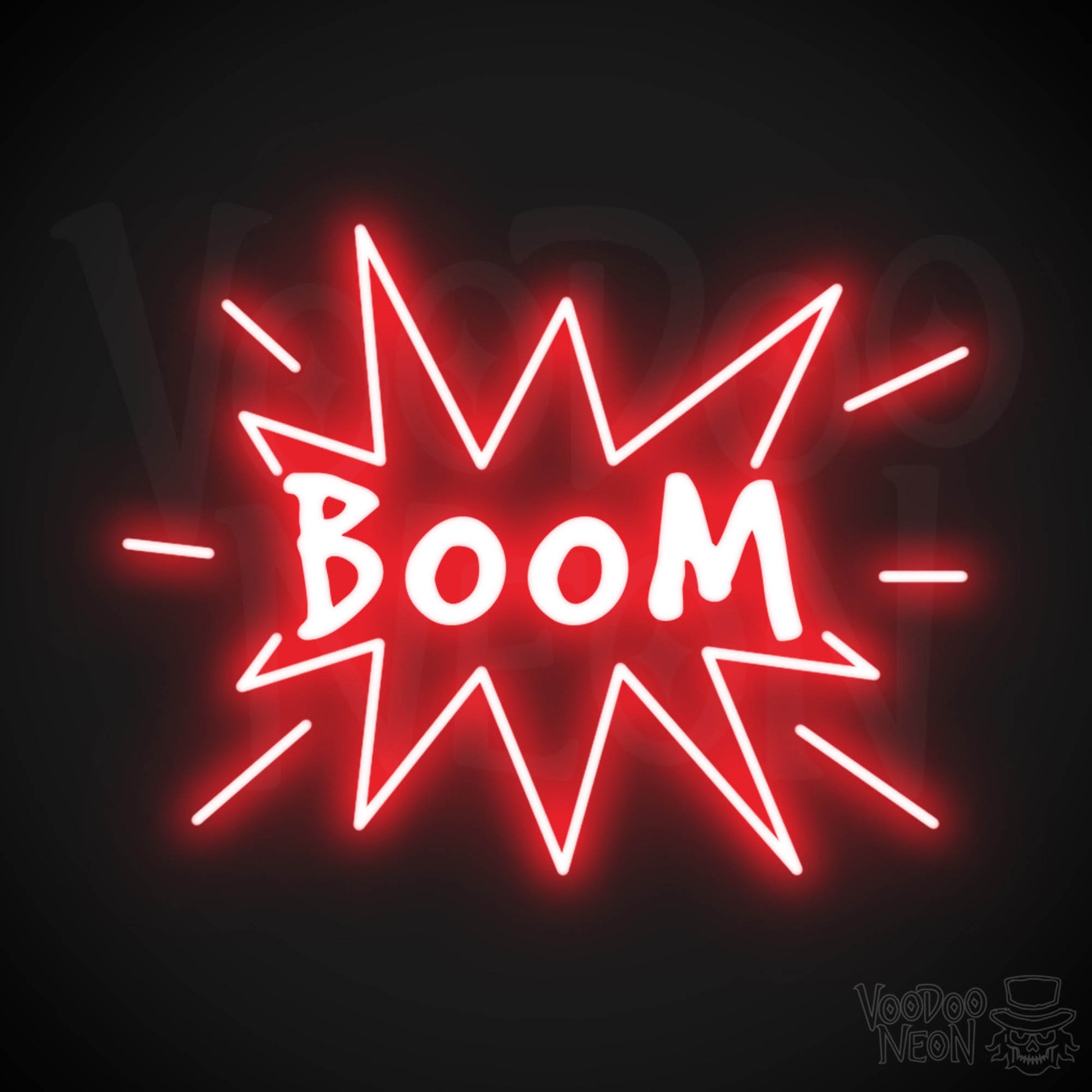 Boom Neon Sign - Boom Sign - Neon LED Wall Art - Color Red