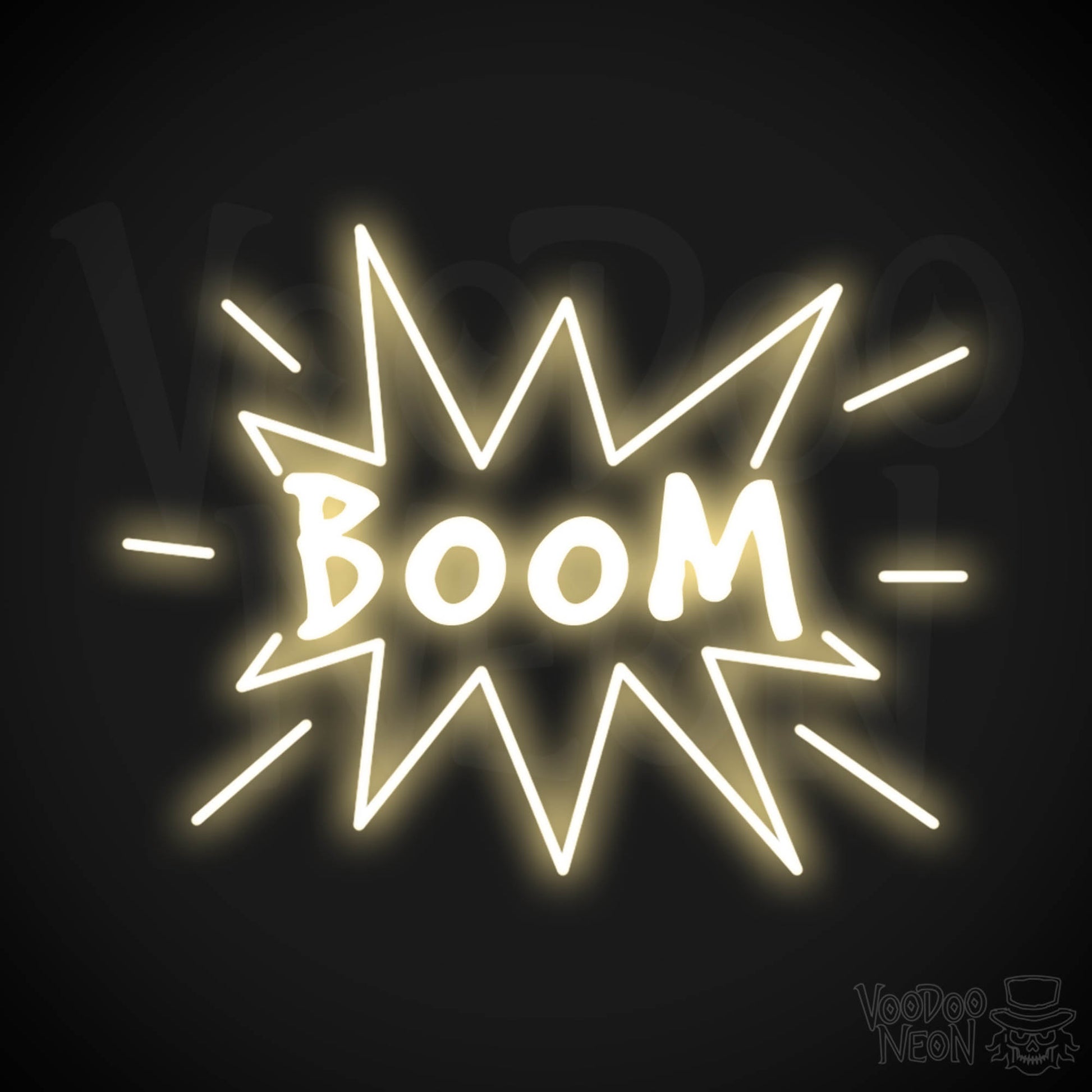 Boom Neon Sign - Boom Sign - Neon LED Wall Art - Color Warm White