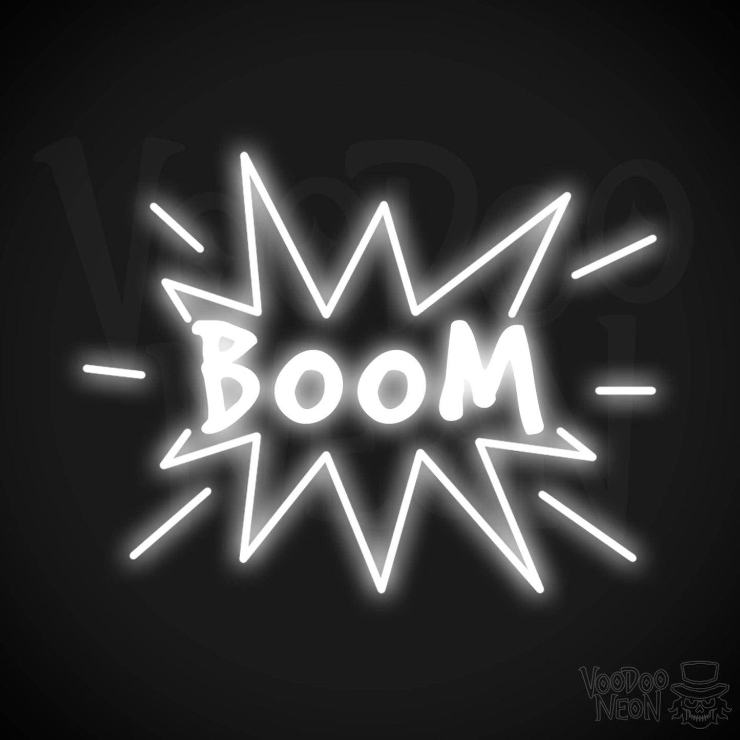 Boom Neon Sign - Boom Sign - Neon LED Wall Art - Color White
