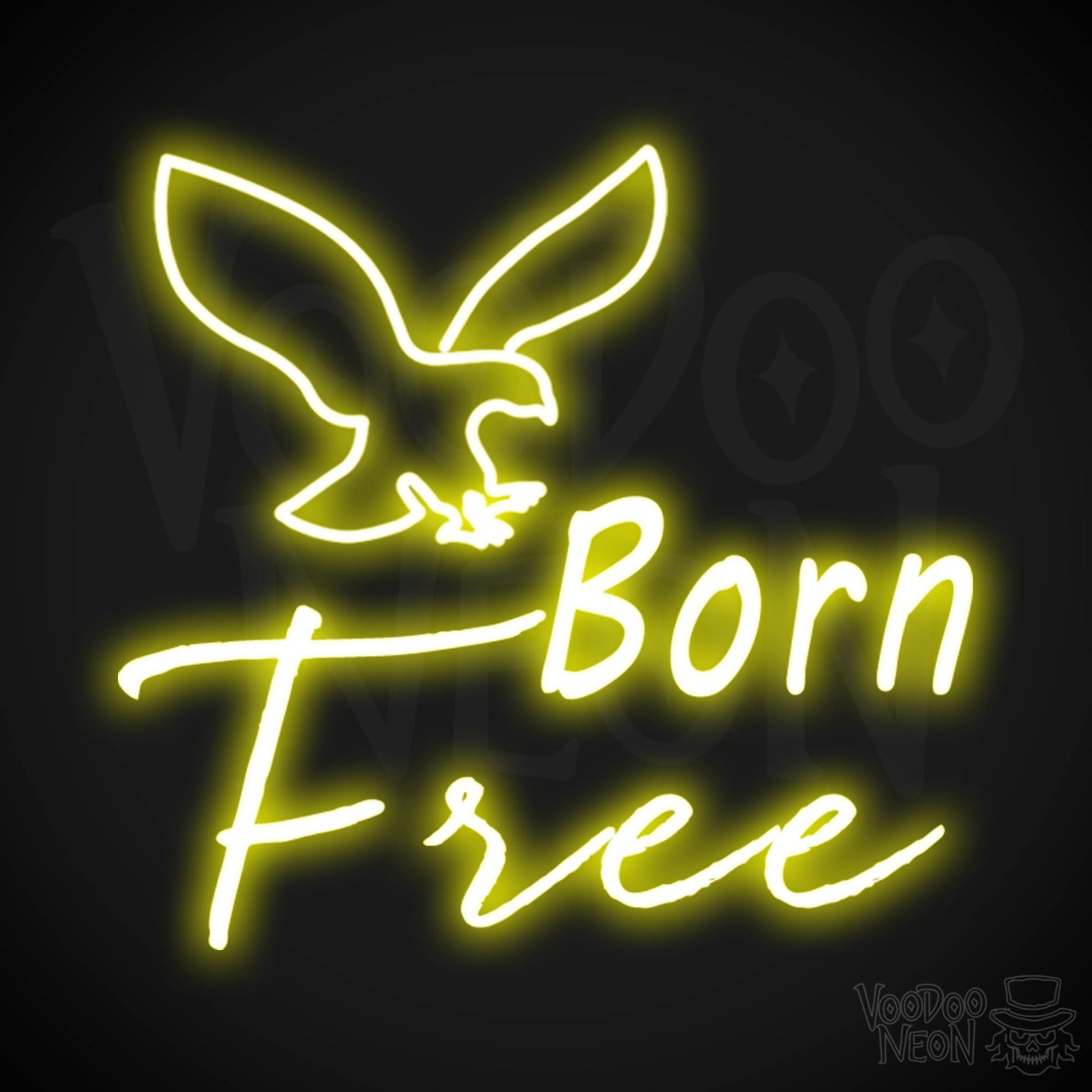 Born Free Neon Sign - Neon Born Free Sign - LED Lights - Color Yellow