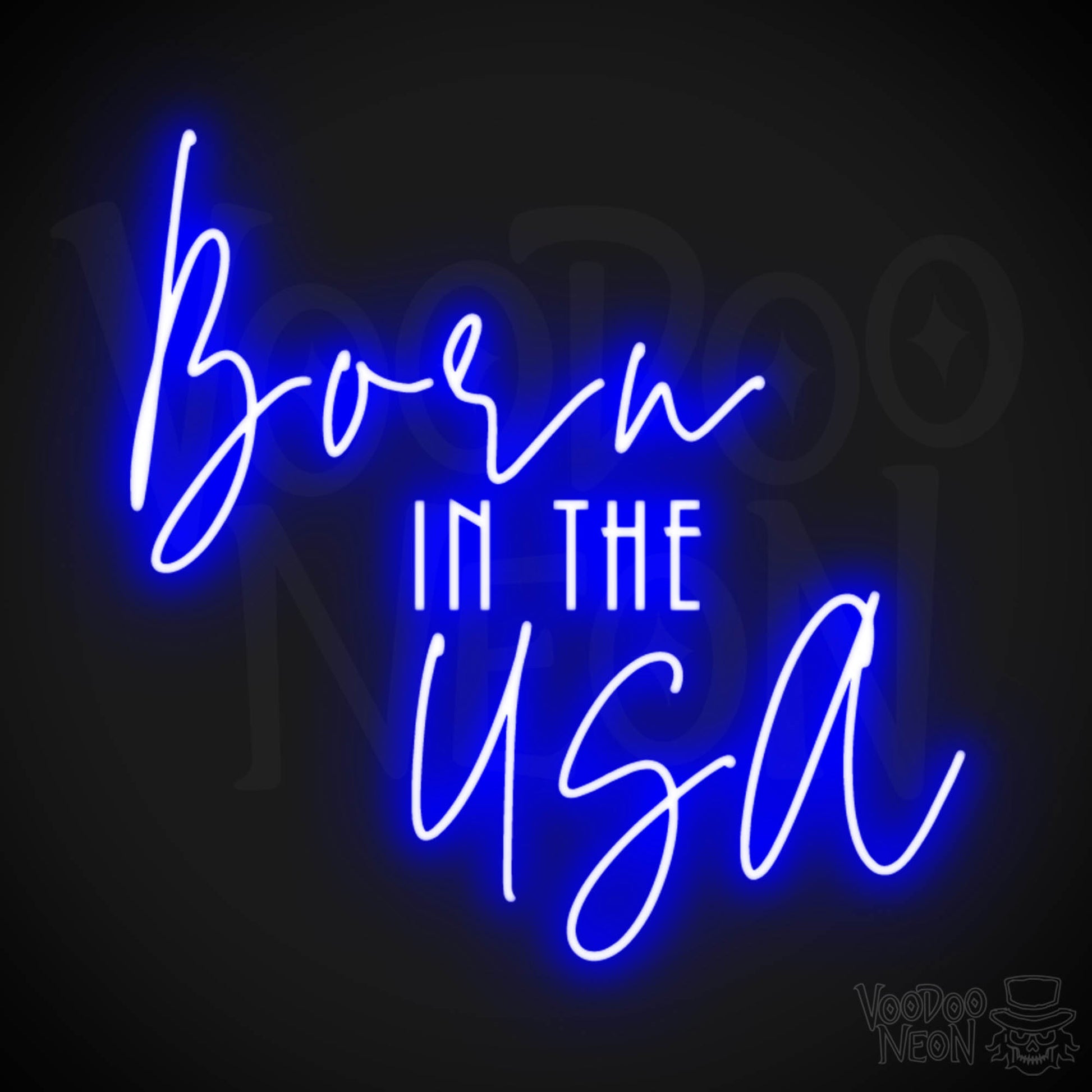 Born In The USA Neon Sign - Born In The USA Sign - Color Dark Blue