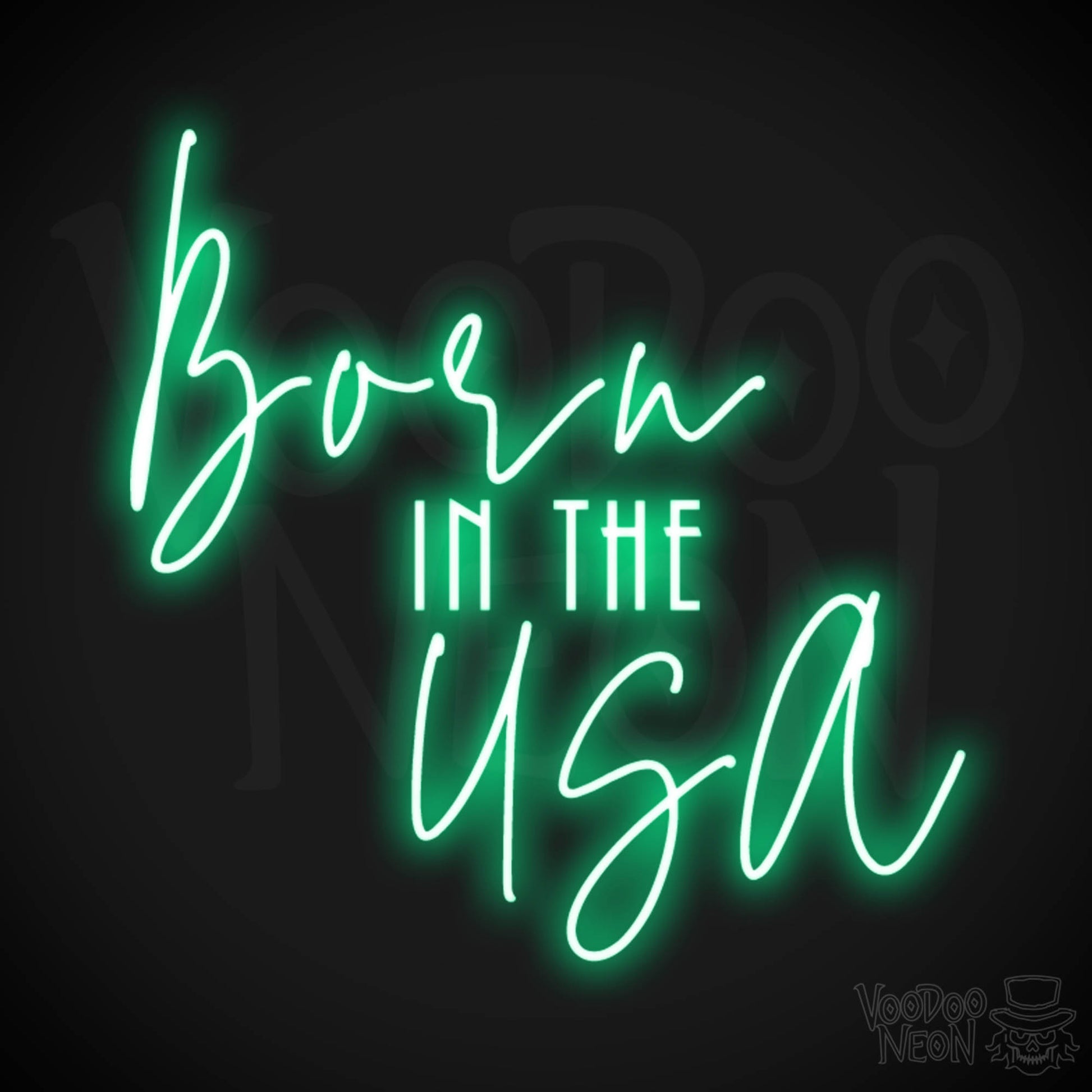 Born In The USA Neon Sign - Born In The USA Sign - Color Green