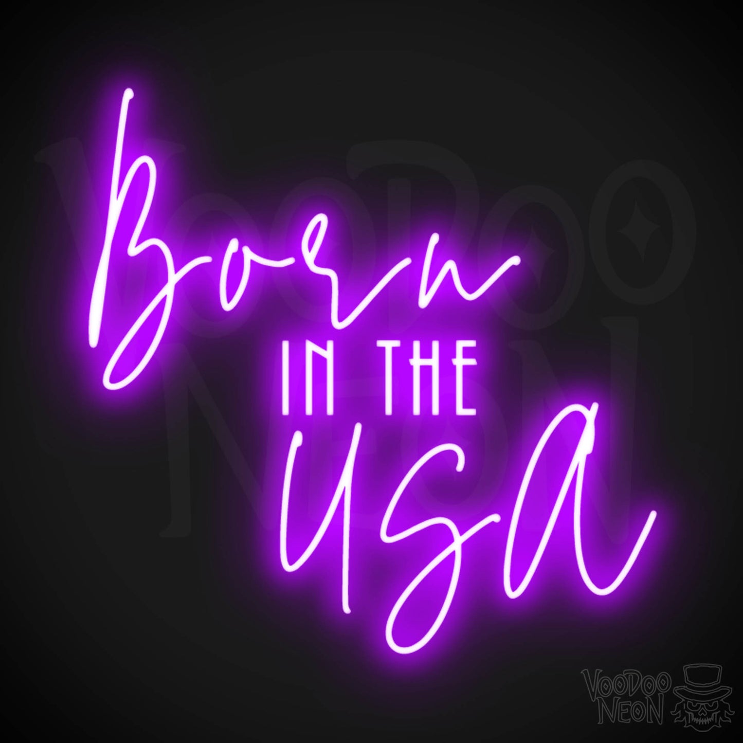 Born In The USA Neon Sign - Born In The USA Sign - Color Purple