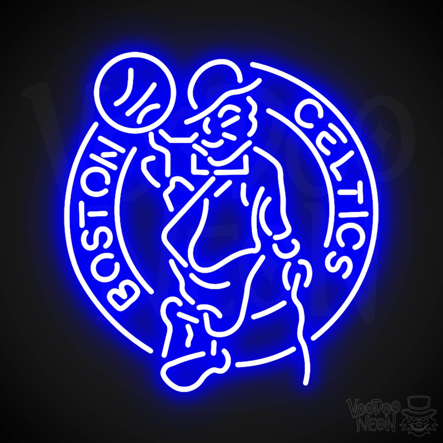 Boston Celtics Neon Sign - Boston Celtics Sign - Neon Celtics Logo Wall Art - Color Dark Blue