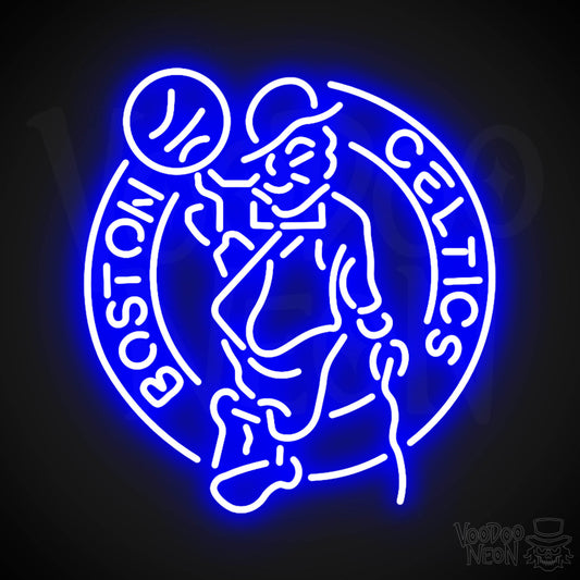 Boston Celtics Neon Sign - Boston Celtics Sign - Neon Celtics Logo Wall Art - Color Dark Blue