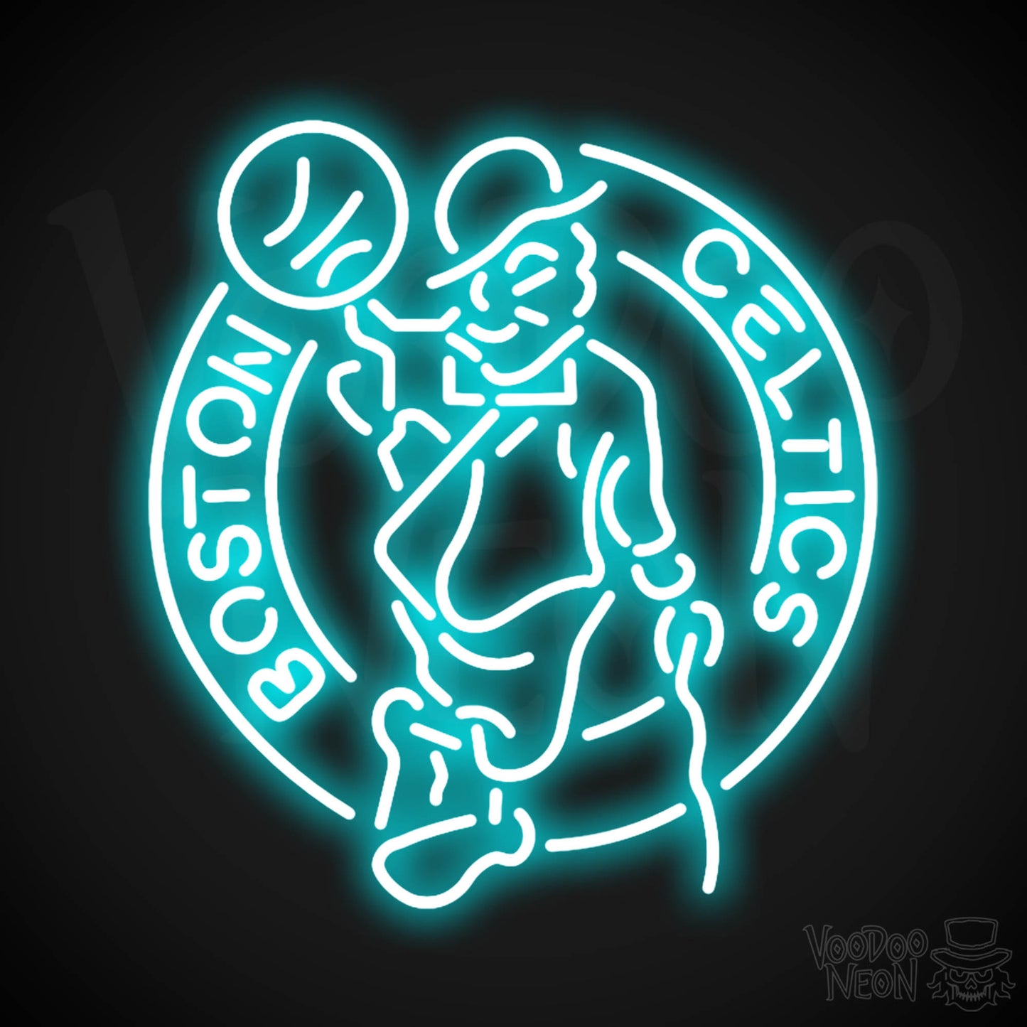 Boston Celtics Neon Sign - Boston Celtics Sign - Neon Celtics Logo Wall Art - Color Ice Blue