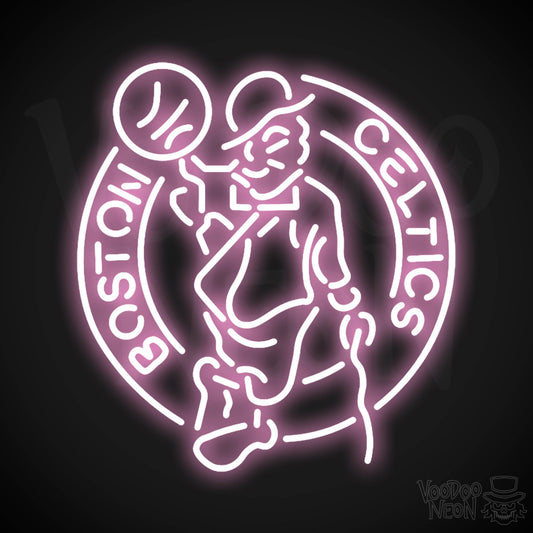 Boston Celtics Neon Sign - Boston Celtics Sign - Neon Celtics Logo Wall Art - Color Light Pink