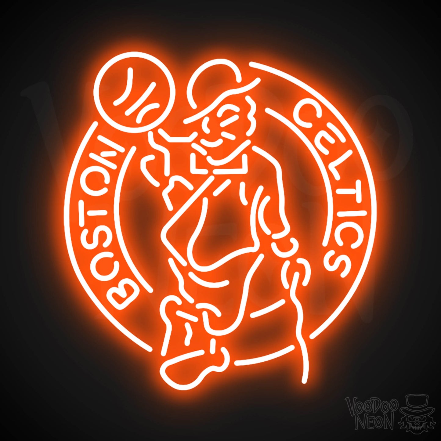 Boston Celtics Neon Sign - Boston Celtics Sign - Neon Celtics Logo Wall Art - Color Orange