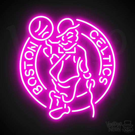Boston Celtics Neon Sign - Boston Celtics Sign - Neon Celtics Logo Wall Art - Color Pink