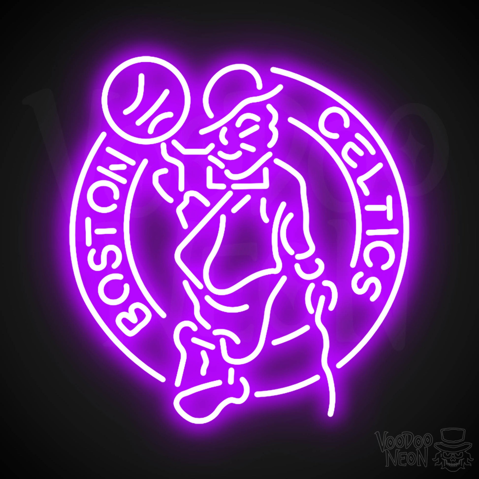 Boston Celtics Neon Sign - Boston Celtics Sign - Neon Celtics Logo Wall Art - Color Purple