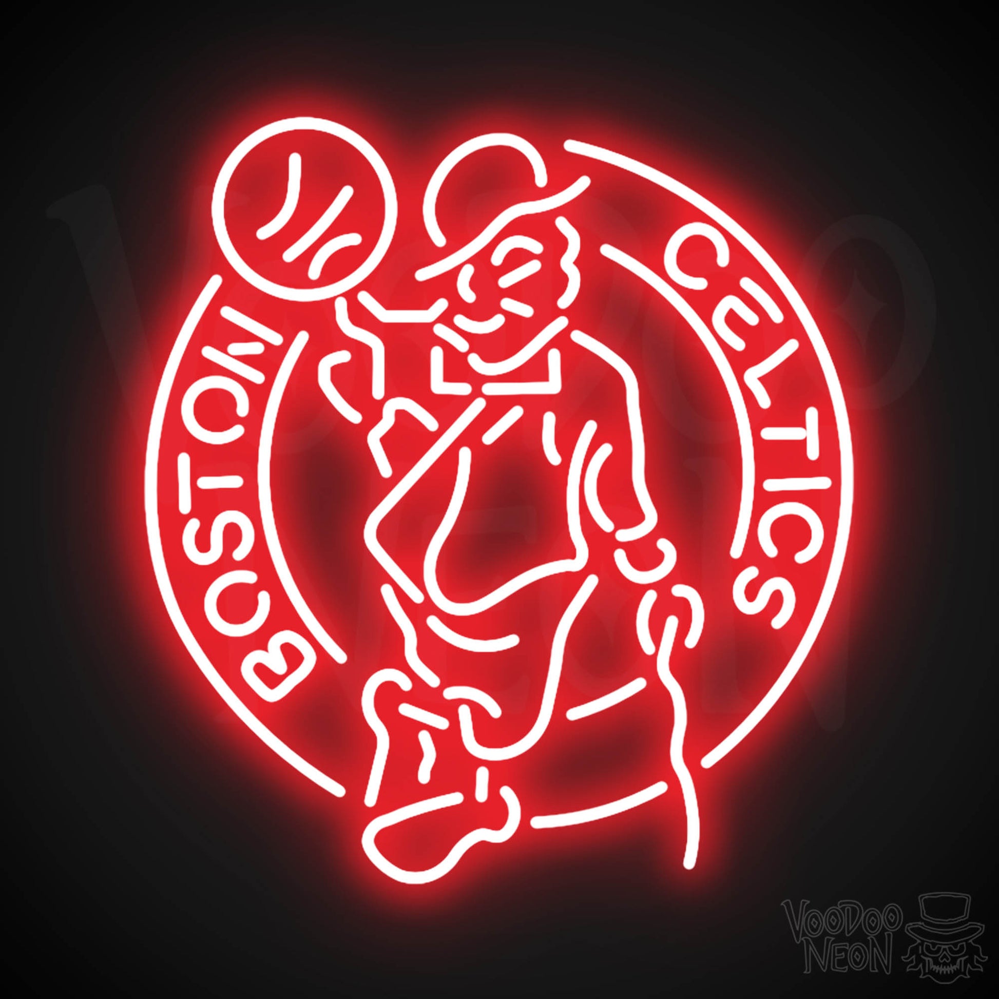 Boston Celtics Neon Sign - Boston Celtics Sign - Neon Celtics Logo Wall Art - Color Red