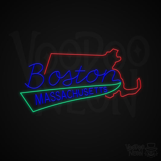 Boston, Massachusetts Neon Sign - Multi-Color