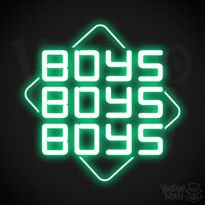 Boys Boys Boys Neon Sign - Neon Boys Boys Boys Sign - Neon Wall Art - Color Green
