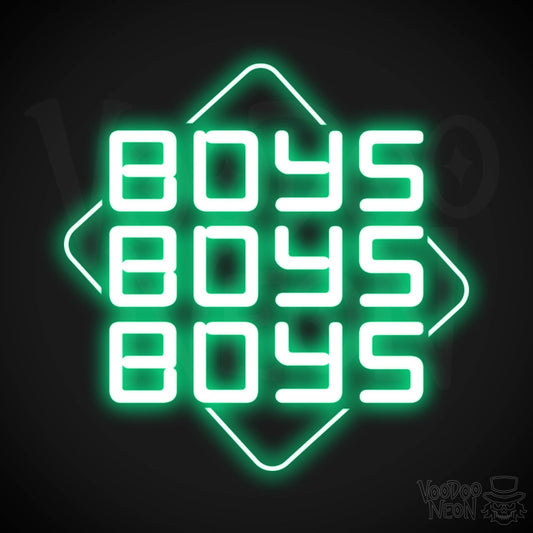 Boys Boys Boys Neon Sign - Neon Boys Boys Boys Sign - Neon Wall Art - Color Green
