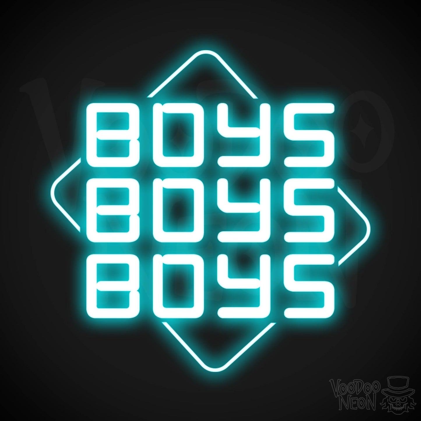 Boys Boys Boys Neon Sign - Neon Boys Boys Boys Sign - Neon Wall Art - Color Ice Blue