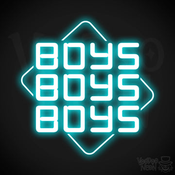 Boys Boys Boys Neon Sign - Neon Boys Boys Boys Sign - Neon Wall Art - Color Ice Blue