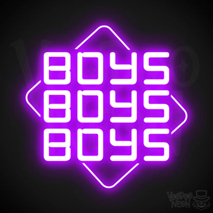 Boys Boys Boys Neon Sign - Neon Boys Boys Boys Sign - Neon Wall Art - Color Purple