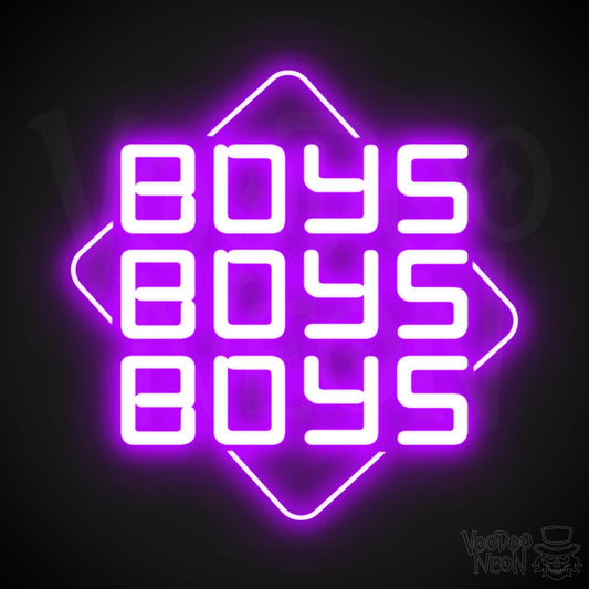 Boys Boys Boys Neon Sign - Neon Boys Boys Boys Sign - Neon Wall Art - Color Purple
