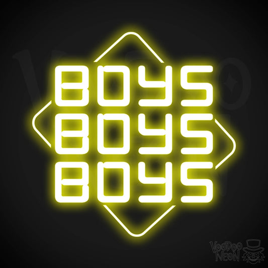Boys Boys Boys Neon Sign - Neon Boys Boys Boys Sign - Neon Wall Art - Color Yellow
