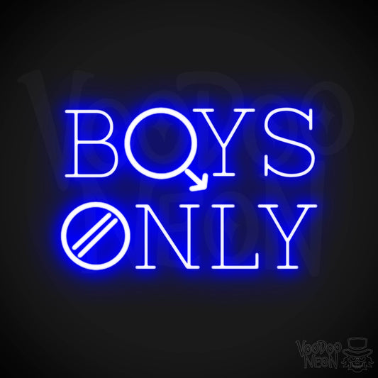 Boys Only Neon Sign - Boys Only Sign - LED Lights - Color Dark Blue