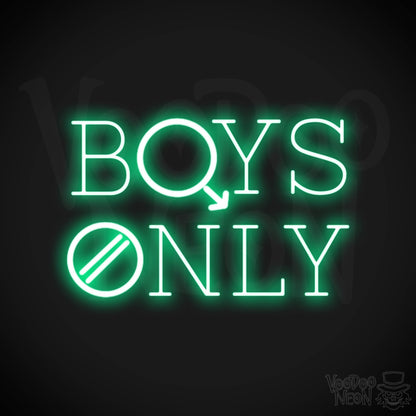 Boys Only Neon Sign - Boys Only Sign - LED Lights - Color Green