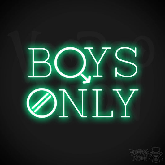 Boys Only Neon Sign - Boys Only Sign - LED Lights - Color Green