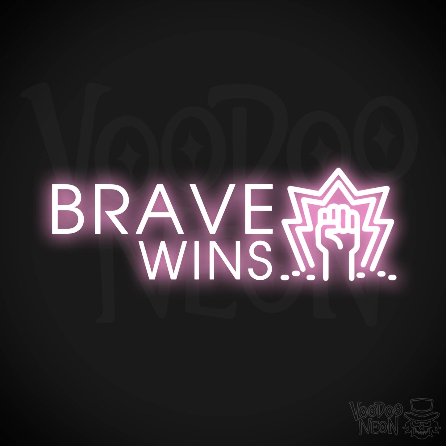 Brave Wins Neon Sign - Brave Wins Sign - Color Light Pink