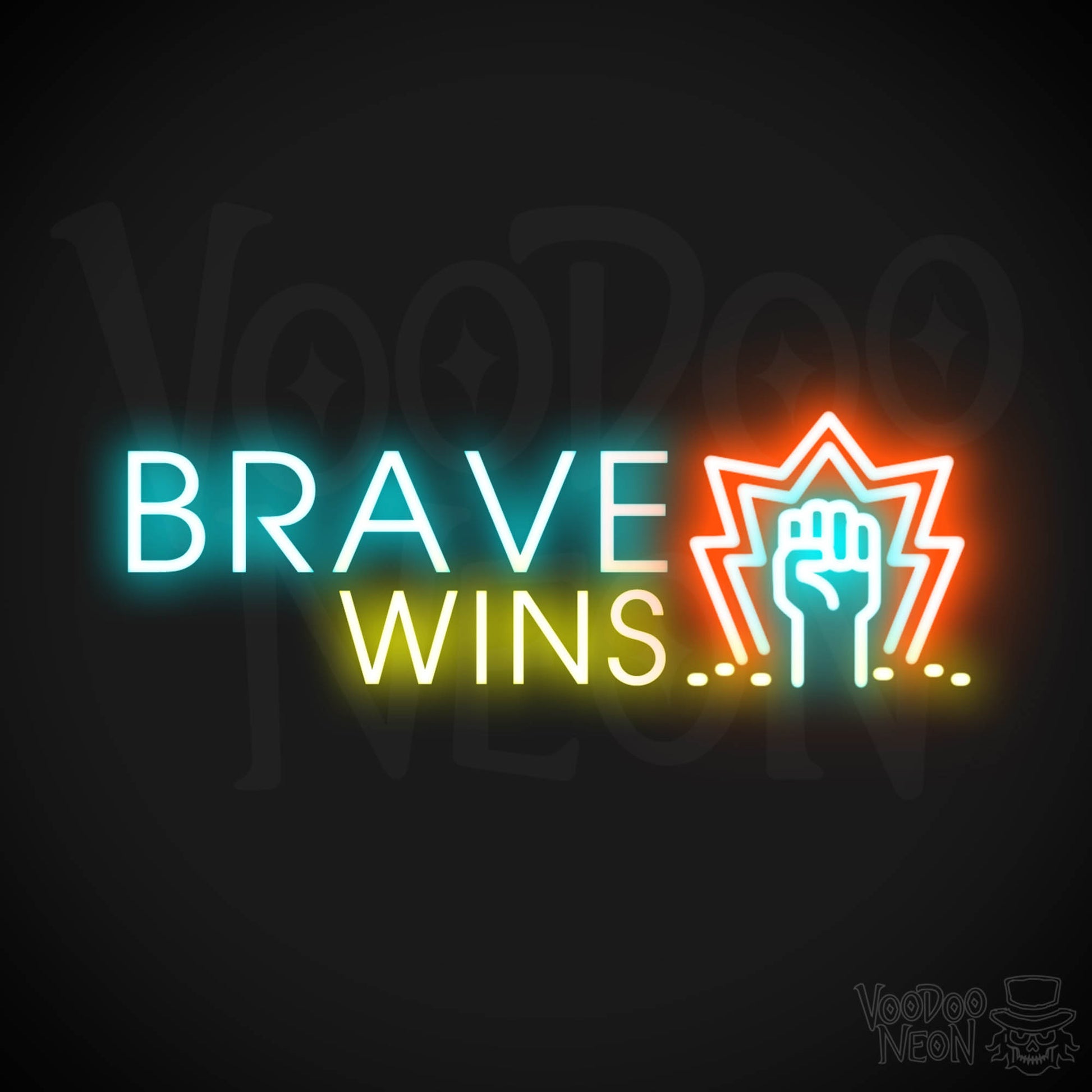 Brave Wins Neon Sign - Brave Wins Sign - Color Multi-Color