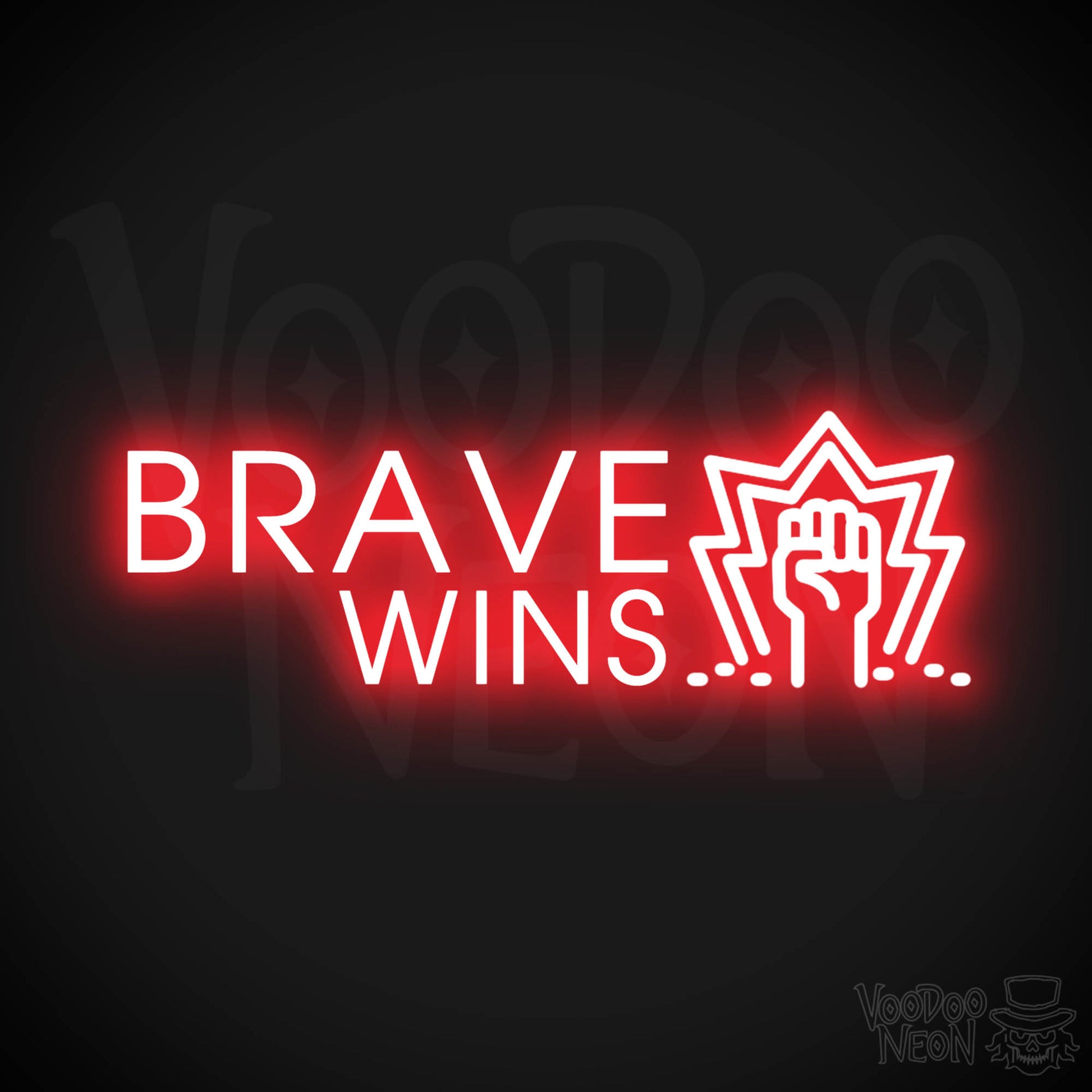 Brave Wins Neon Sign - Brave Wins Sign - Color Red