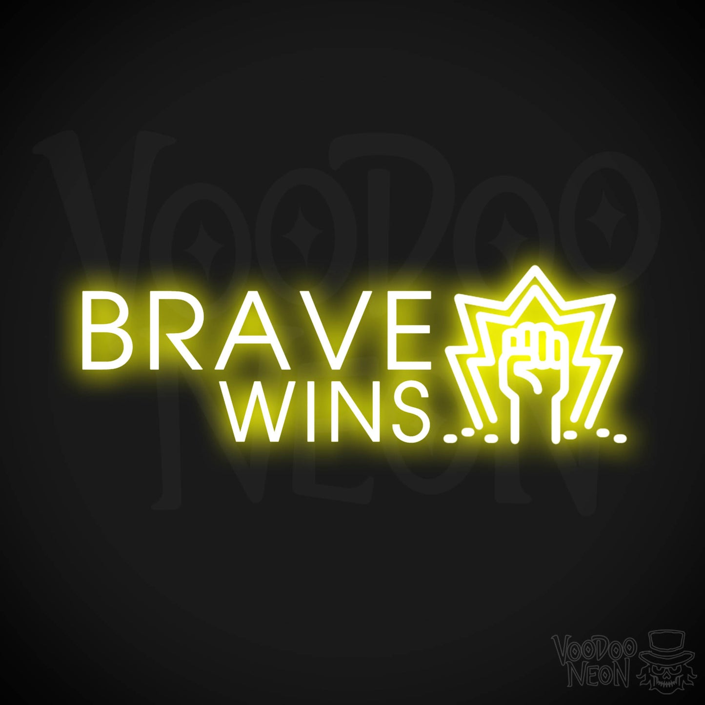 Brave Wins Neon Sign - Brave Wins Sign - Color Yellow