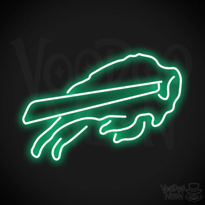 Buffalo Bills Neon Sign - Buffalo Bills Sign - Neon Bills Logo Wall Art - Color Green