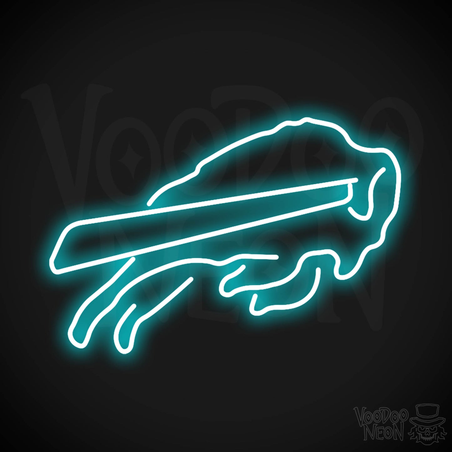 Buffalo Bills Neon Sign - Buffalo Bills Sign - Neon Bills Logo Wall Art - Color Ice Blue