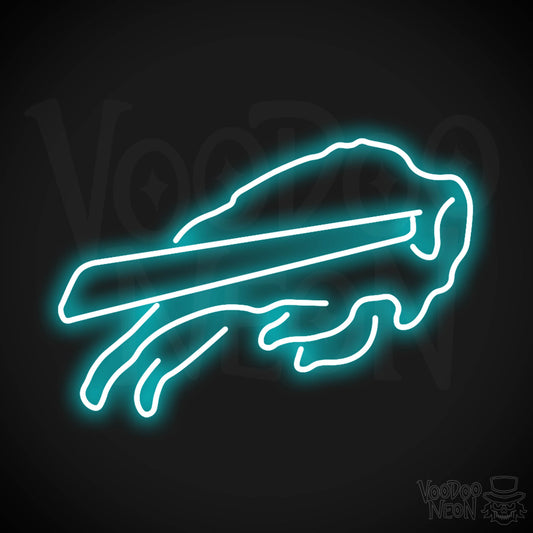 Buffalo Bills Neon Sign - Buffalo Bills Sign - Neon Bills Logo Wall Art - Color Ice Blue