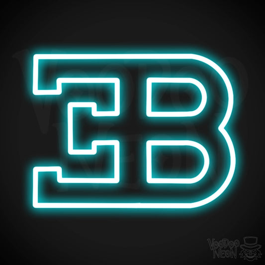 Bugatti Neon Sign - Neon Bugatti Sign - Bugatti Decor - Neon Bugatti Logo - Color Ice Blue