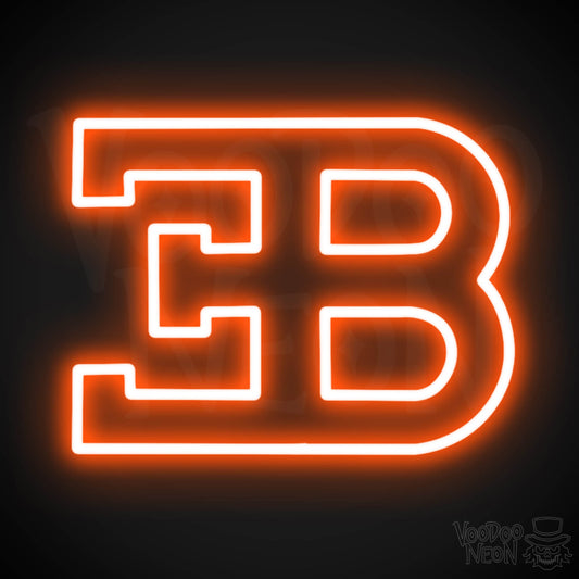 Bugatti Neon Sign - Neon Bugatti Sign - Bugatti Decor - Neon Bugatti Logo - Color Orange