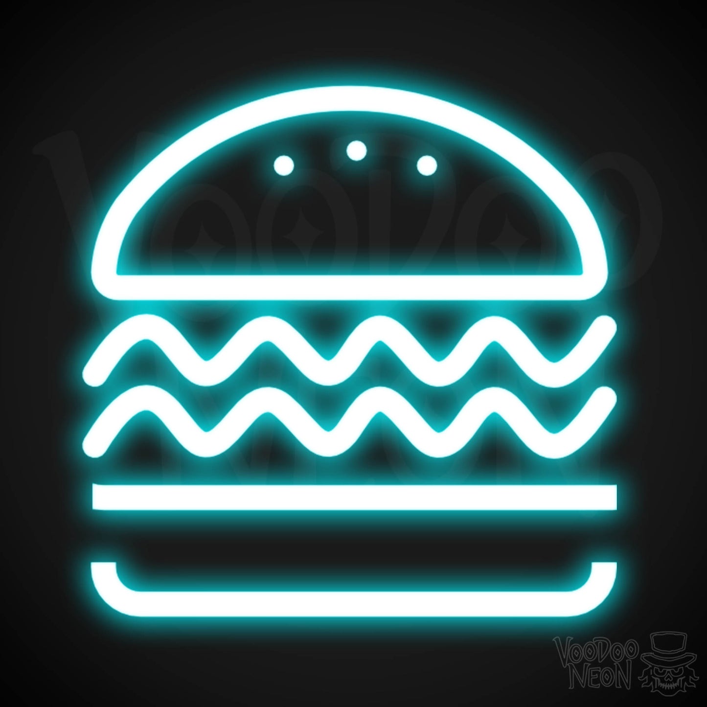 Neon Burger Sign - Burger LED Neon Sign - Color Ice Blue