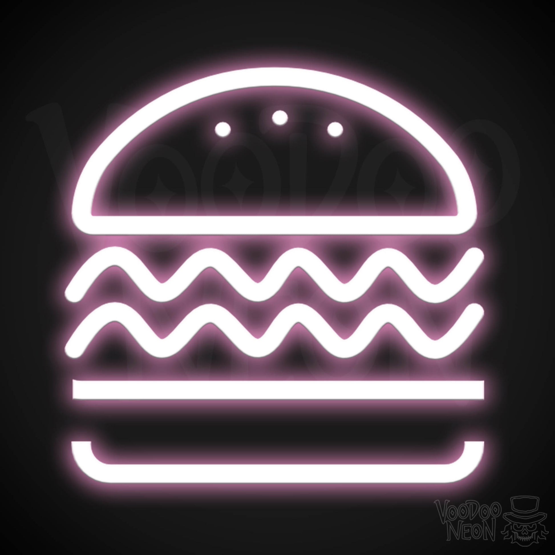 Neon Burger Sign - Burger LED Neon Sign - Color Light Pink