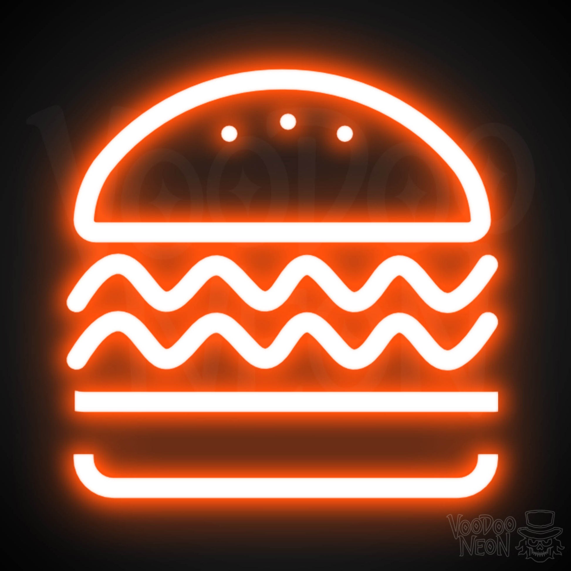 Neon Burger Sign - Burger LED Neon Sign - Color Orange