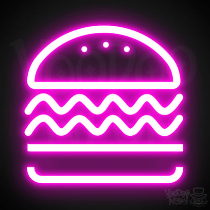 Neon Burger Sign - Burger LED Neon Sign - Color Pink