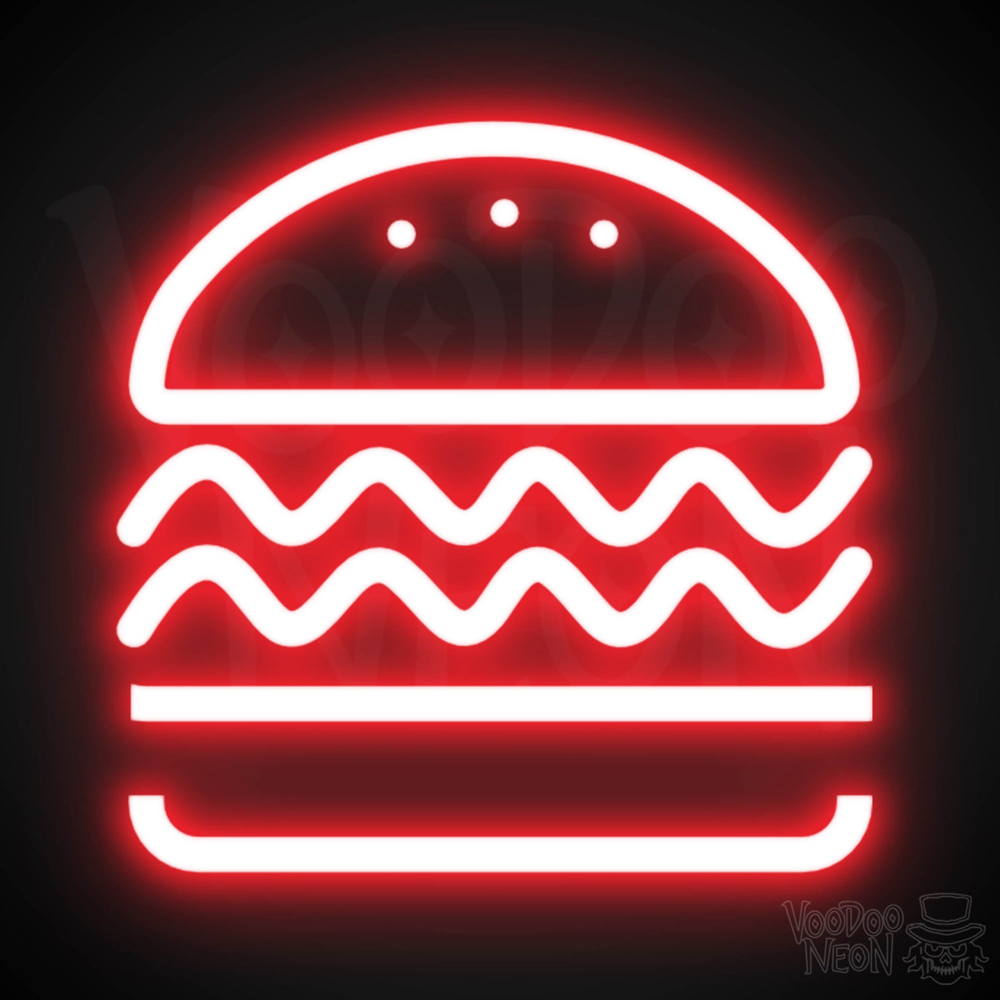 Neon Burger Sign - Burger LED Neon Sign - Color Red