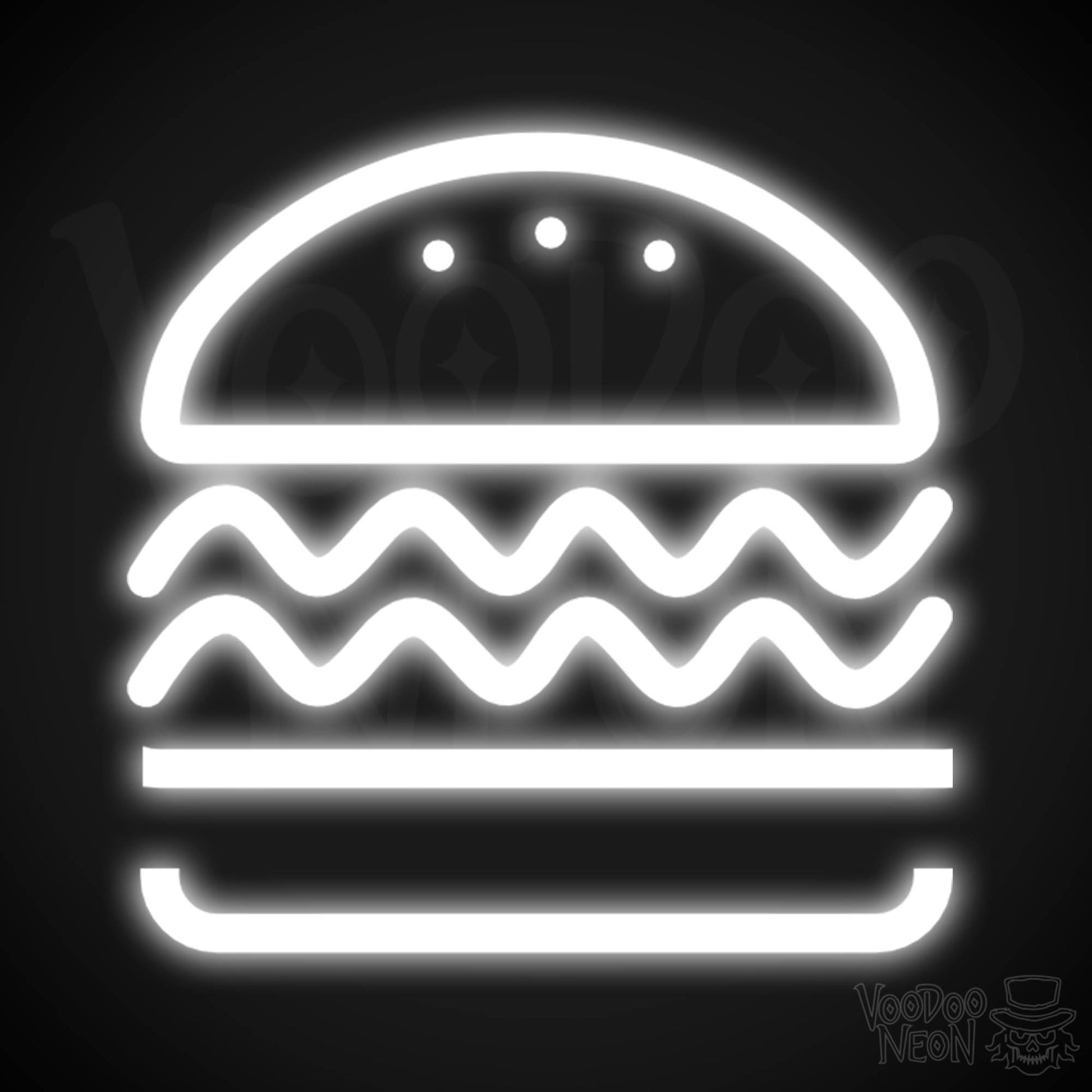 Neon Burger Sign - Burger LED Neon Sign - Color White
