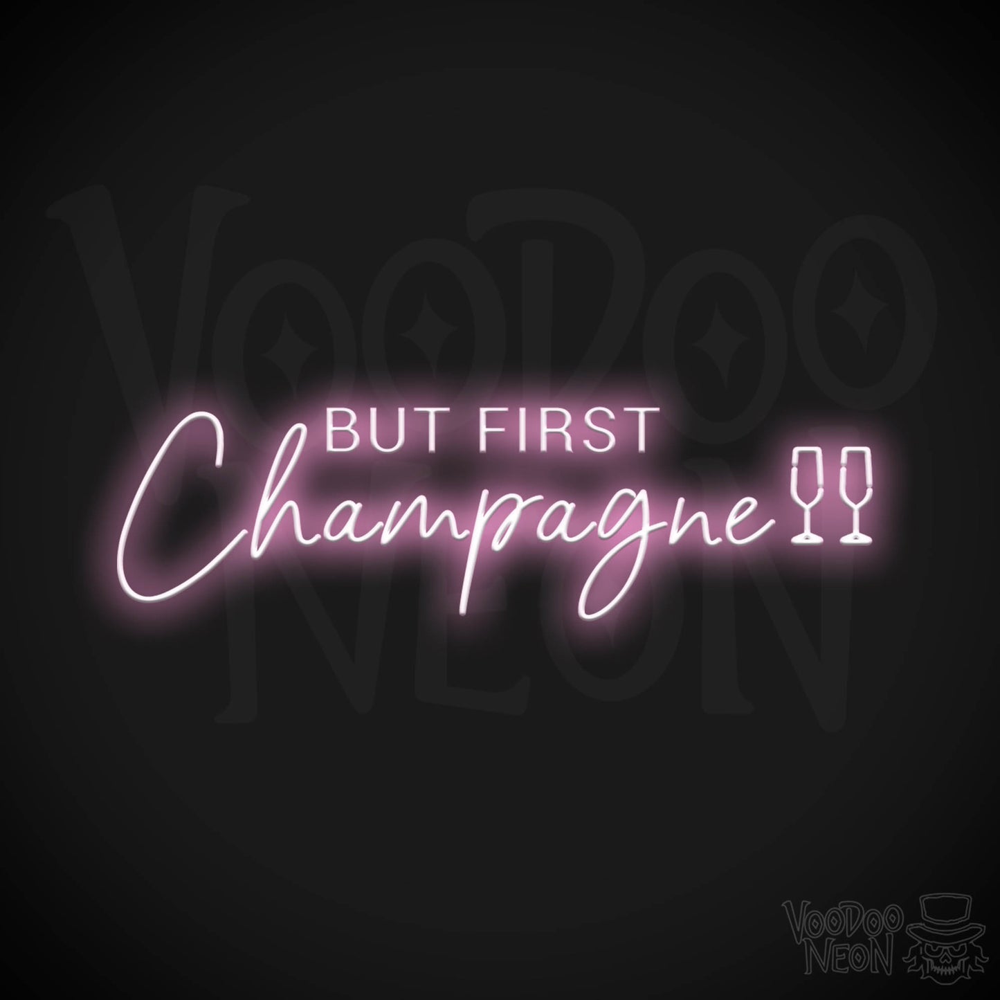 But First Champagne Neon Sign - Neon But First Champagne Sign - Neon Wall Art - Color Light Pink