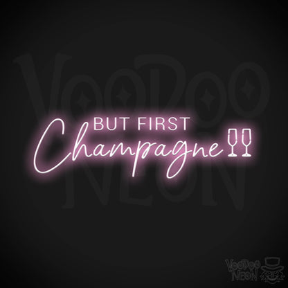 But First Champagne Neon Sign - Neon But First Champagne Sign - Neon Wall Art - Color Light Pink