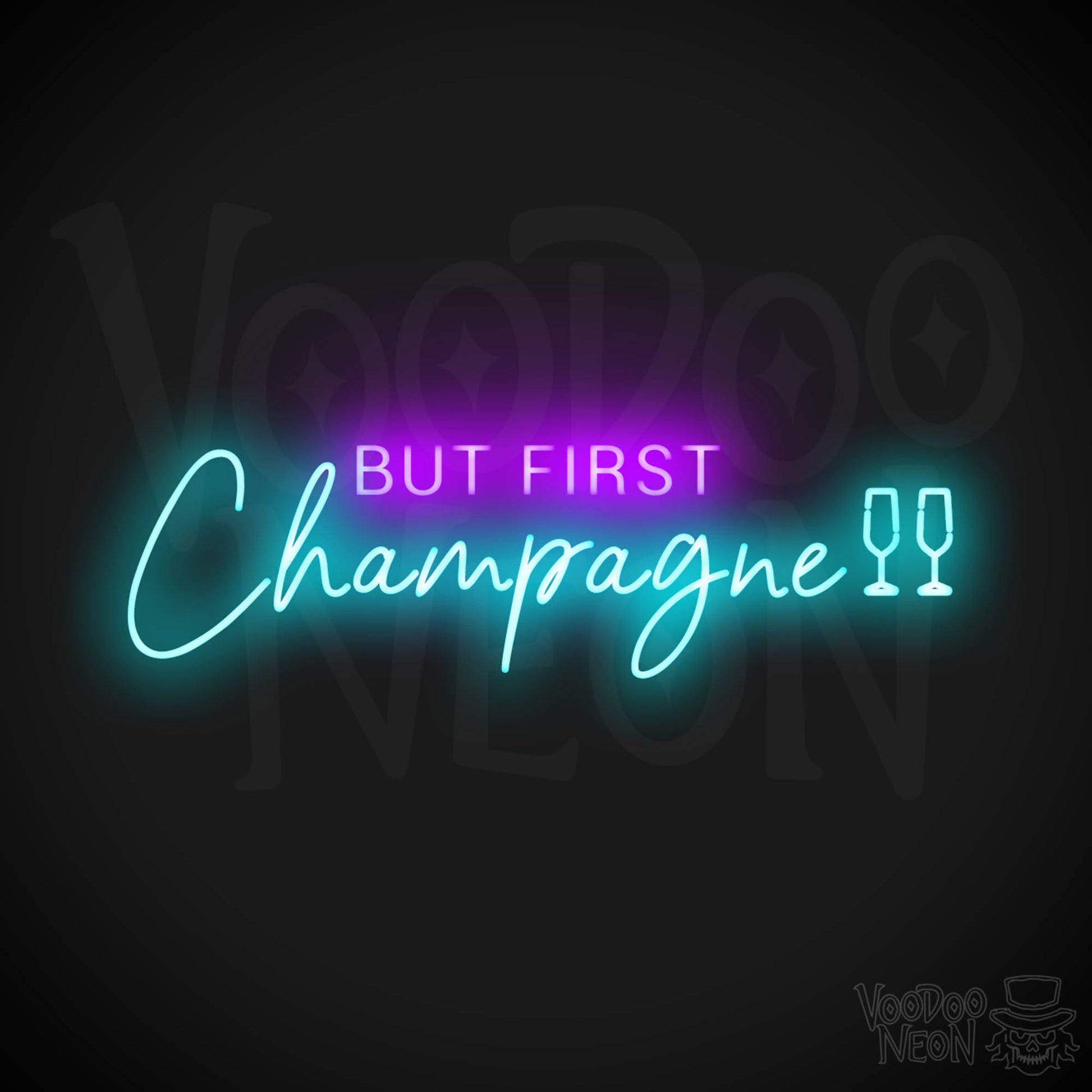 But First Champagne Neon Sign - Neon But First Champagne Sign - Neon Wall Art - Color Multi-Color