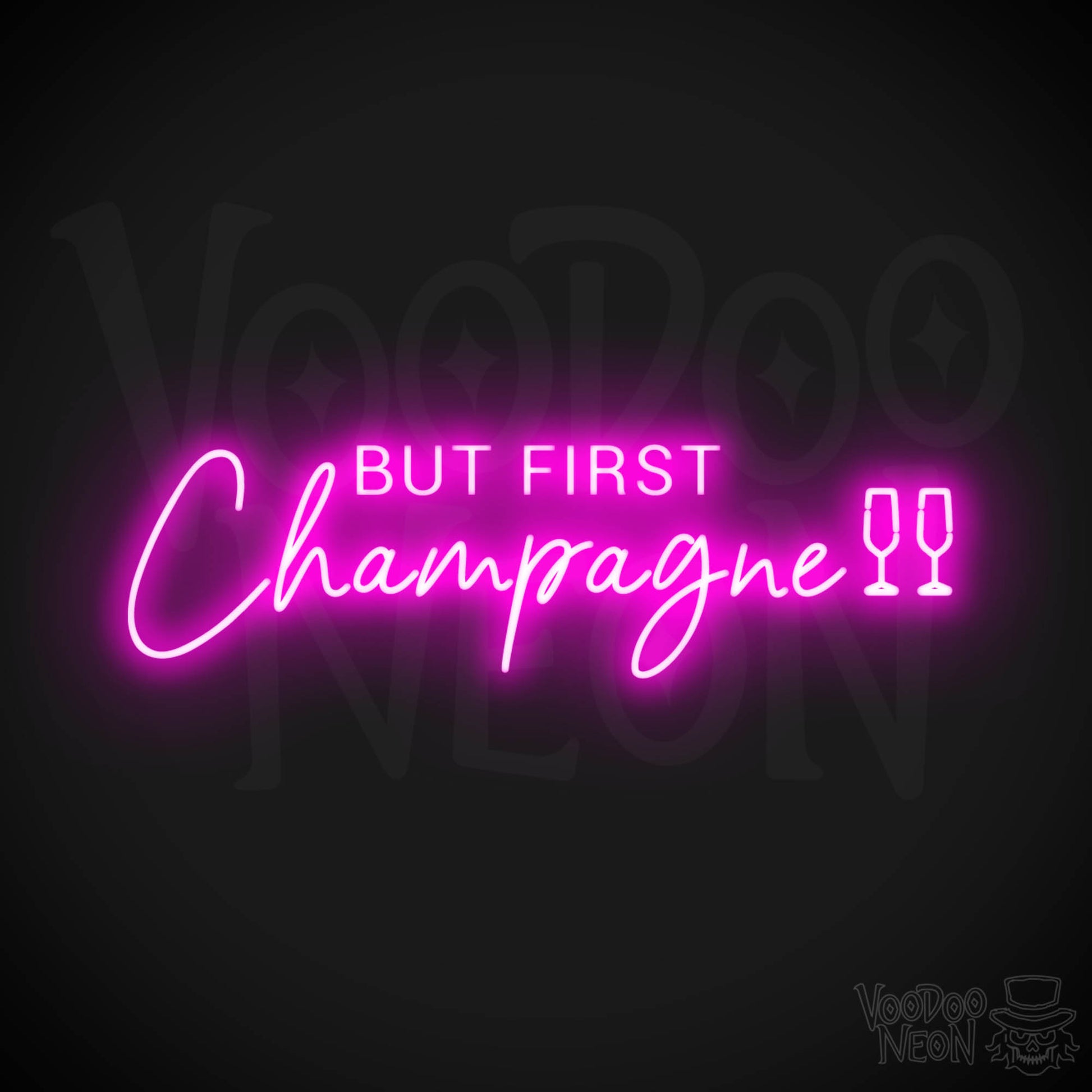 But First Champagne Neon Sign - Neon But First Champagne Sign - Neon Wall Art - Color Pink