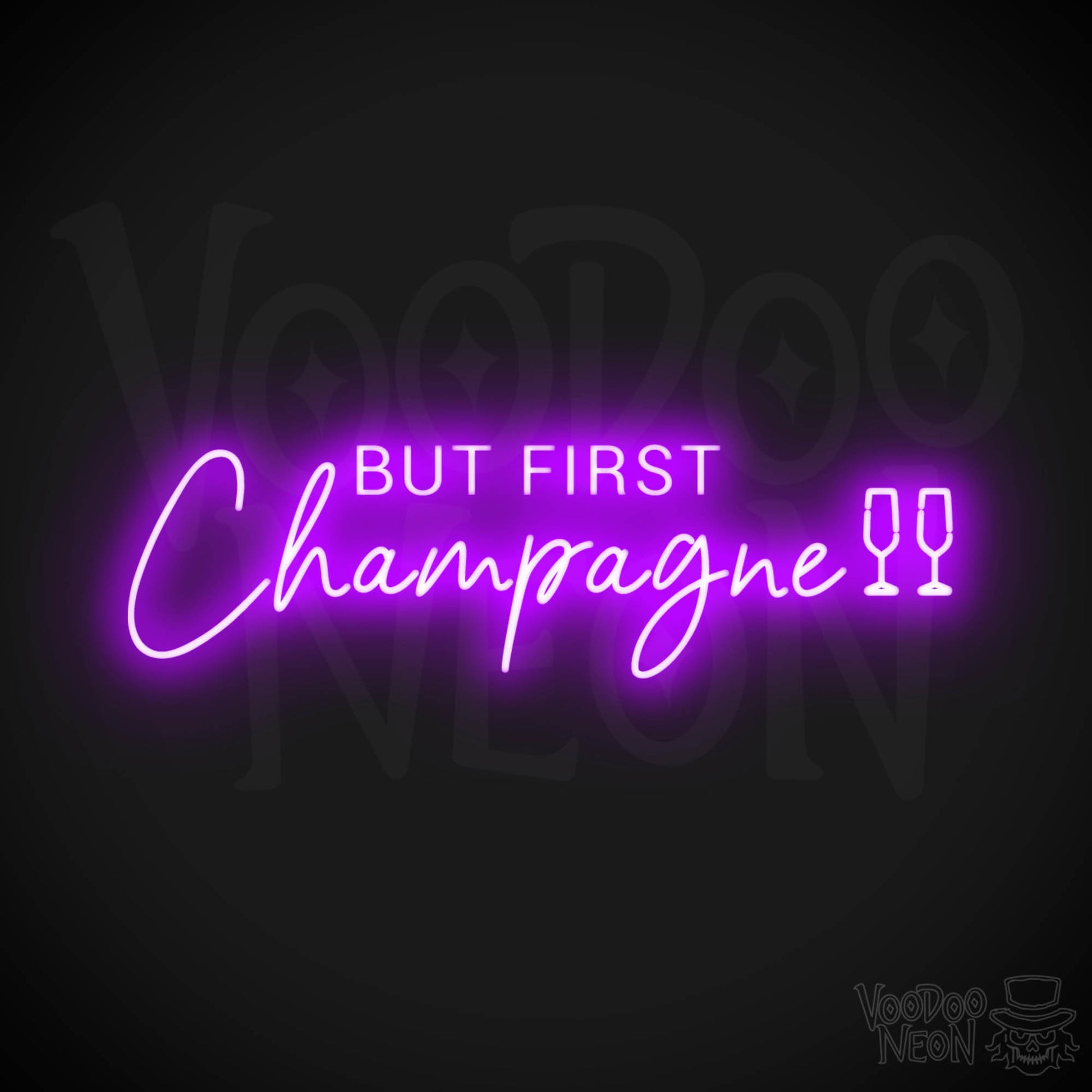But First Champagne Neon Sign - Neon But First Champagne Sign - Neon Wall Art - Color Purple