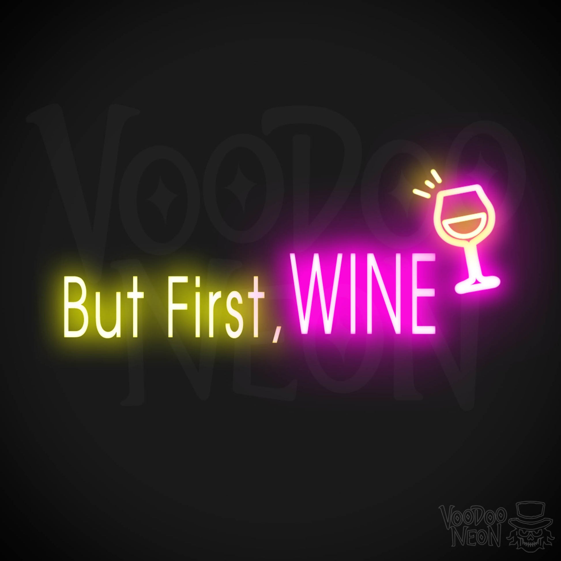 But First Wine Neon Sign - But First Wine Sign - Neon Wine Wall Art - Color Multi-Color